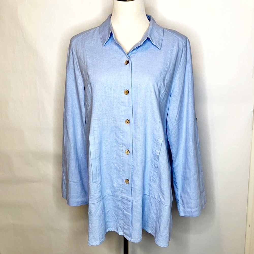 Linen blend Blue Shirt (L/XL)